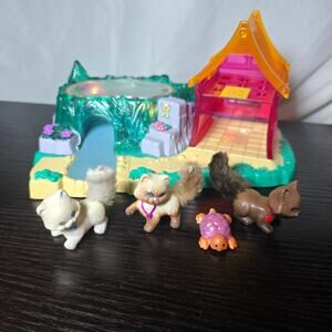Vintage Kenner Littlest Pet Shop Sparkling Pond Water Garden Kitties 1995 WORKS